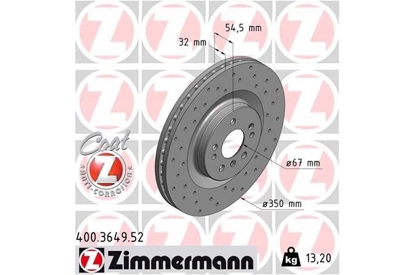 ZIMMERMANN BRAKE DISC MERCEDES W164 ML CLASS 05 400 3649 52 Number of discs offered 1