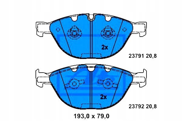 Front brake pads ATE 13 0460 7210 2 Catalog number of the original BMW 34 11 2 339 272 BMW 34 11 6 763 652 BMW 34 11 6 764 312 B