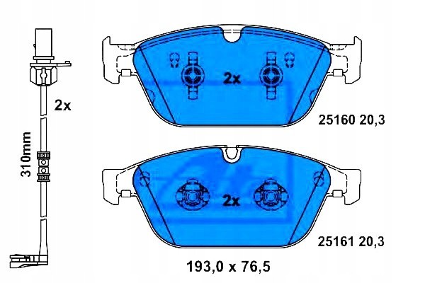 Front brake pads ATE 13 0460 7281 2 Catalog number of substitutes ATE 13 0470 7281 2 BRECK 25160 00 551 00 CHAMPION 573775CH DAN