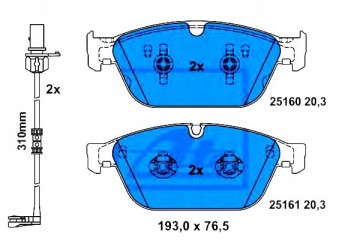 Front brake pads ATE 13 0460 7281 2 Catalog number of substitutes ATE 13 0470 7281 2 BRECK 25160 00 551 00 CHAMPION 573775CH DAN