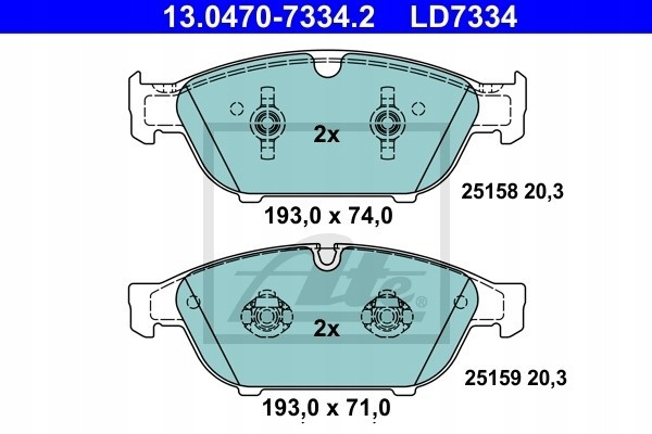 BRAKE PADS FRONT ATE CERAMIC AUDI A6 14 Catalog number of the part 13 0470 7334 2