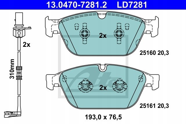 ATE 13 0470 7281 2 brake pads Part manufacturer ATE