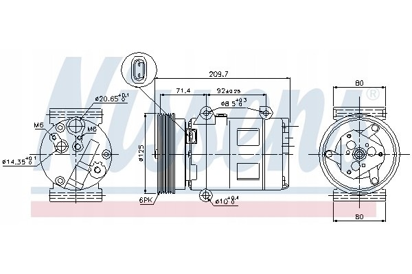 Compressor air conditioning NISSENS 89072 Part manufacturer Nissens