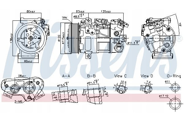 Compressor air conditioning NISSENS 891017 Part manufacturer Nissens