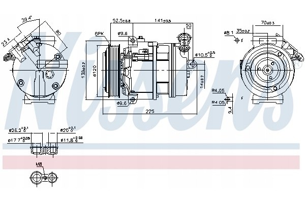 Compressor air conditioning NISSENS 89397 Part manufacturer Nissens