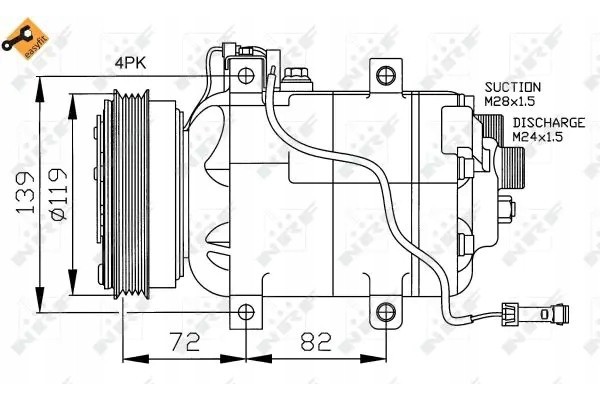 COMPRESSOR AIR CONDITIONING COMPRESSOR 32030 NRF Product weight with unit packaging 8 kg