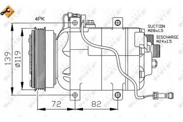 COMPRESSOR AIR CONDITIONING COMPRESSOR 32030 NRF Product weight with unit packaging 8 kg