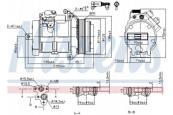 Compressor air conditioning NISSENS 89606 Part manufacturer Nissens