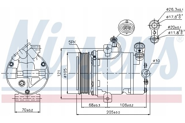 Compressor air conditioning NISSENS 89024 Part manufacturer Nissens