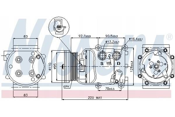 Compressor air conditioning NISSENS 89071 Part manufacturer Nissens