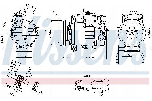 Compressor air conditioning NISSENS 89384 Part manufacturer Nissens