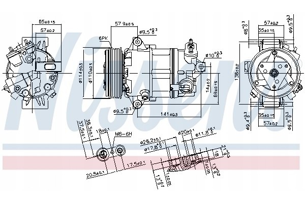 Compresor de Aire Acondicionado 890056 Nissens para Alfa Romeo Giuliet