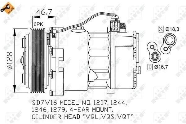 COMPRESSOR AIR CONDITIONING COMPRESSOR 32168 NRF VW LT Quality of parts according to GVO Q original with factory logo OEM OES