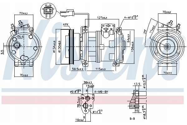 Compressor air conditioning NISSENS 89382 Part manufacturer Nissens