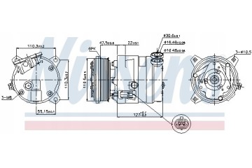 Compressor air conditioning NISSENS 89257 Part manufacturer Nissens