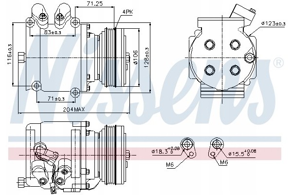 Compressor air conditioning NISSENS 89226 Part manufacturer Nissens