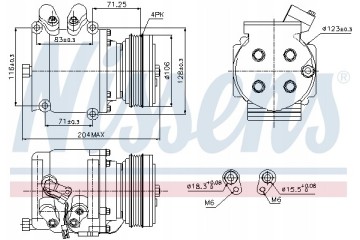 Compressor air conditioning NISSENS 89226 Part manufacturer Nissens