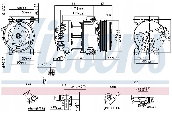 Compressor air conditioning NISSENS 890211 Part manufacturer Nissens