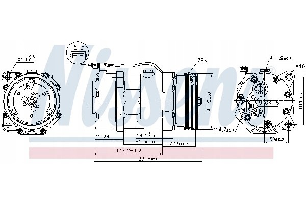 Compressor air conditioning NISSENS 89118 Part manufacturer Nissens