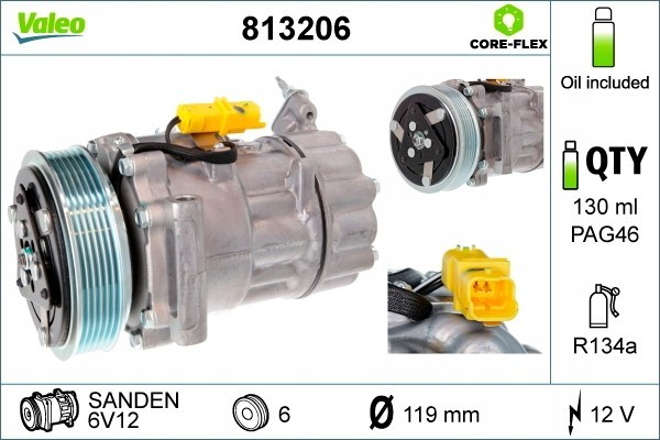 Compressor air conditioning VALEO 813206 Car type cargo vans passenger cars