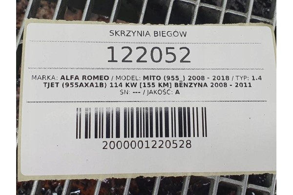 GEARBOX 6 B ALFA ROMEO MITO 1 4 TJET 155 M32 M32FF1RE Version European