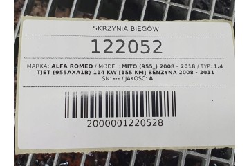 GEARBOX 6 B ALFA ROMEO MITO 1 4 TJET 155 M32 M32FF1RE Version European
