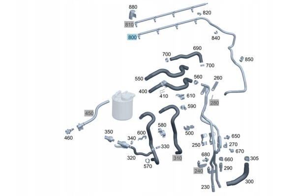 FUEL OVERFLOW LINE MERCEDES Catalog number of the part A651070013264