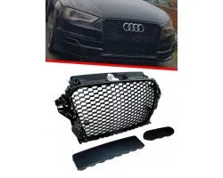Rejilla Audi A3 8V 12- RSlook negro brillo BlackPiano panal con PDC