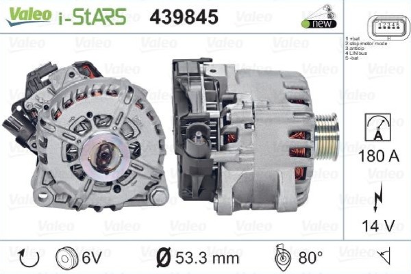 Alternator PEUGEOT NAP 14V NAT 180A Part manufacturer Valeo