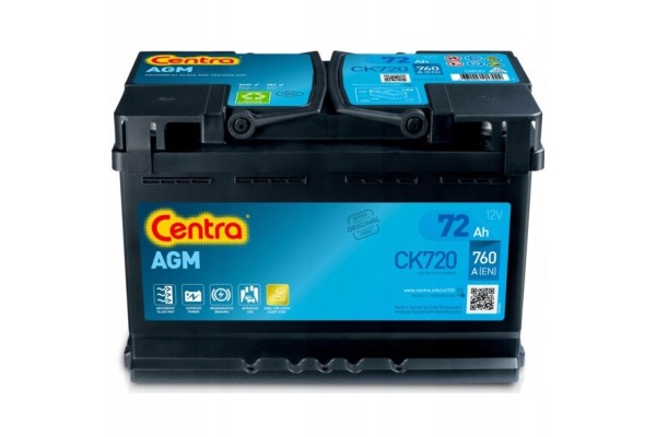 CAR BATTERY CENTRA AGM 72AH 760A CK700 NEW CK720