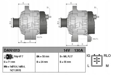 ALTERNATOR 130A DAN1013 DENSO TOYOTA AVENSIS Part manufacturer Denso