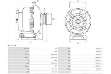 GENERATOR 140A A3131PR AS PL AUDI A3 8P 8PA 8P7 Tip avtomoblya furgon legkov avtomobl