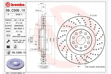 Brake disc Brembo VW Passat 10 perforated front OEM Part manufacturer Brembo