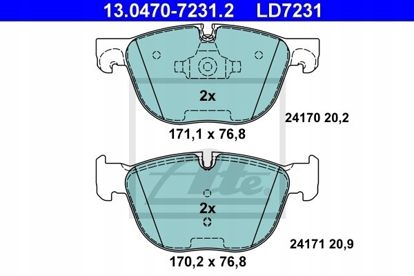 BRAKE PADS FRONT ATE CERAMIC BMW X5 07 13 13 X6 08 14 14 Catalog number of the part 13 0470 7231 2