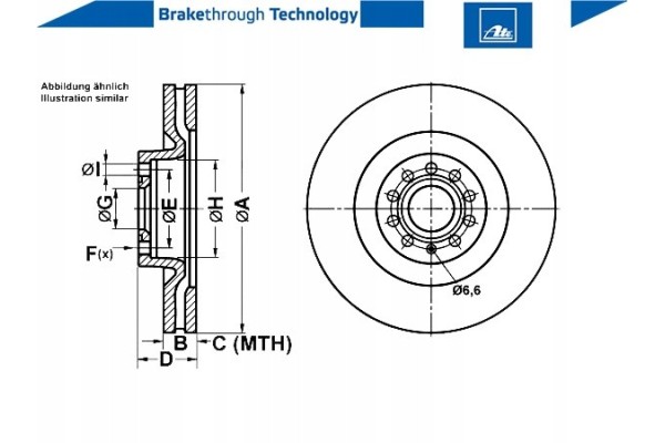 ATE 24 0330 0115 1 VW Rear Brake Disc EOS Golf Passat 05 Power Disc Part manufacturer ATE