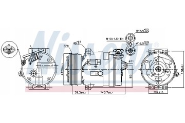 Compressor air conditioning NISSENS 89057 Part manufacturer Nissens
