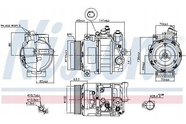 COMPRESSOR AIR CONDITIONING COMPRESSOR 890634 NISSENS Catalog number of the original MERCEDES BENZ 0002308811 MERCEDES BENZ 0012