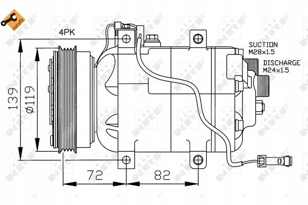 NRF AIR CONDITIONING COMPRESSOR VW PASSAT A4 A6 DCW17B Catalog number of the original AUDI 8D0260805 AUDI 8D0260805D AUDI 8D0260