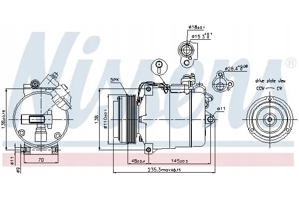 COMPRESSOR AIR CONDITIONING COMPRESSOR 89034 NISSENS BMW Version European