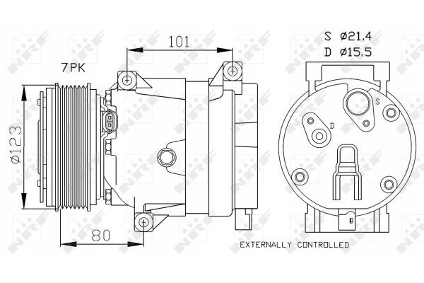 NRF AIR CONDITIONING COMPRESSOR RENAULT LAGOON 02 Catalog number of the original RENAULT 8200421410 RENAULT 8200678507 RENAULT 8