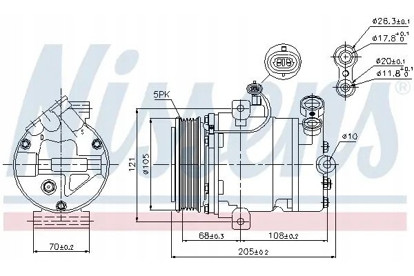 AIR CONDITIONING COMPRESSOR 89024 NISSENS Catalog number of substitutes AHE 67113 AIR ZONCEN 64001026 ALANKO 10550072 BV PSH 090