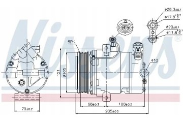 AIR CONDITIONING COMPRESSOR 89024 NISSENS Catalog number of substitutes AHE 67113 AIR ZONCEN 64001026 ALANKO 10550072 BV PSH 090