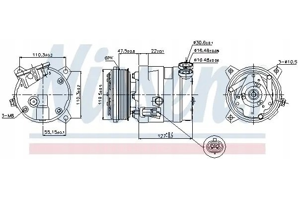 COMPRESSOR AIR CONDITIONING COMPRESSOR 89257 NISSENS Catalog number of the original DAEWOO 96190641 DAEWOO 96190642 DAEWOO 96246