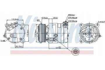 COMPRESSOR AIR CONDITIONING COMPRESSOR 89257 NISSENS Catalog number of the original DAEWOO 96190641 DAEWOO 96190642 DAEWOO 96246