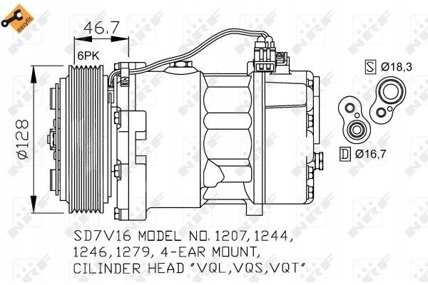NRF VW AIR CONDITIONING COMPRESSOR Compressor ID SD7V16