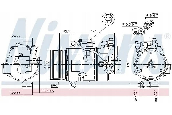 COMPRESSOR AIR CONDITIONING COMPRESSOR 89043 NISSENS BMW Car type passenger cars