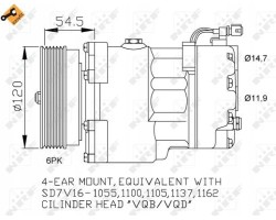 NRF AIR CONDITIONING COMPRESSOR VW SD7V16 GOLF SHARAN PASSAT