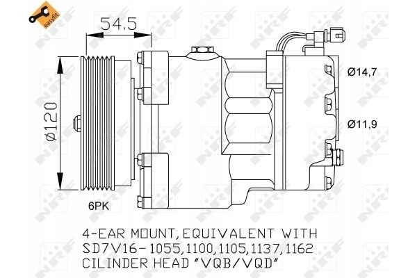 NRF AIR CONDITIONING COMPRESSOR VW SD7V16 GOLF SHARAN PASSAT