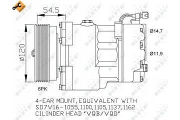 NRF AIR CONDITIONING COMPRESSOR VW SD7V16 GOLF SHARAN PASSAT