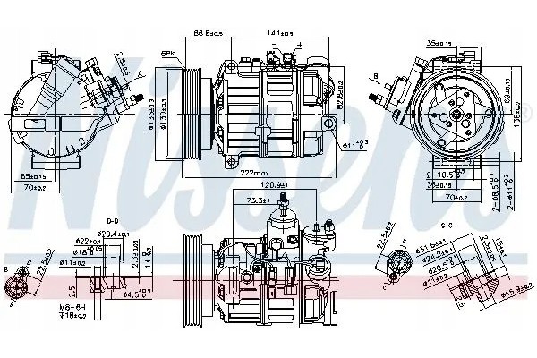 COMPRESSOR AIR CONDITIONING COMPRESSOR 89463 NISSENS Catalog number of the original VOLVO 30780460 VOLVO 31250520 VOLVO 31291136